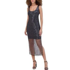 Women's Black Siena Sequin Mesh Maxi Dress Size 6 Party Cocktail